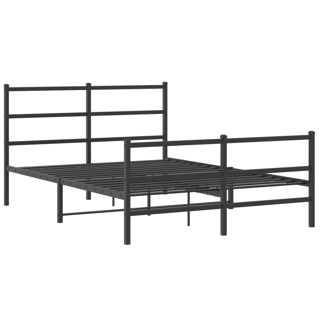 Giroletto con Testiera e Pediera Metallo Nero 135x190 cm | homemem39