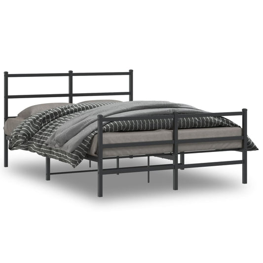 Giroletto con Testiera e Pediera Metallo Nero 135x190 cm | homemem39