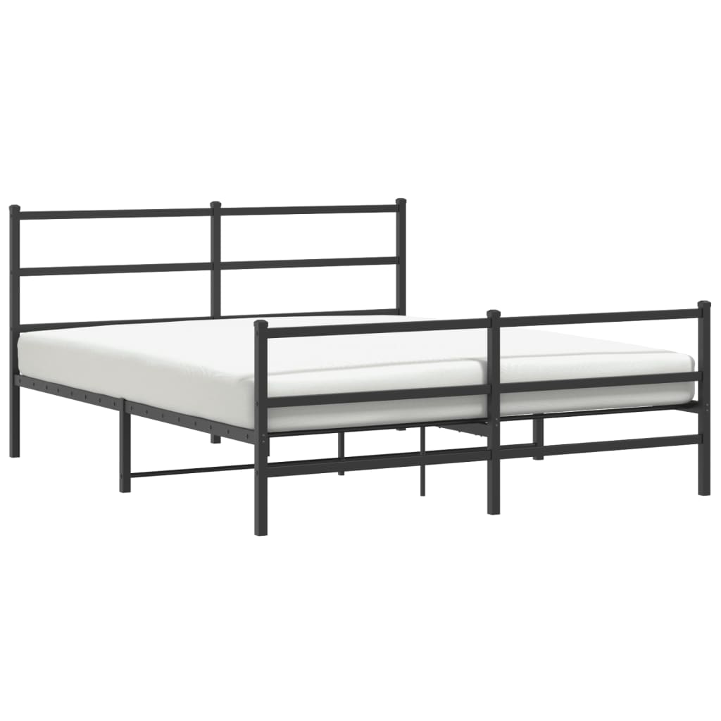 Giroletto con Testiera e Pediera Metallo Nero 160x200 cm | homemem39
