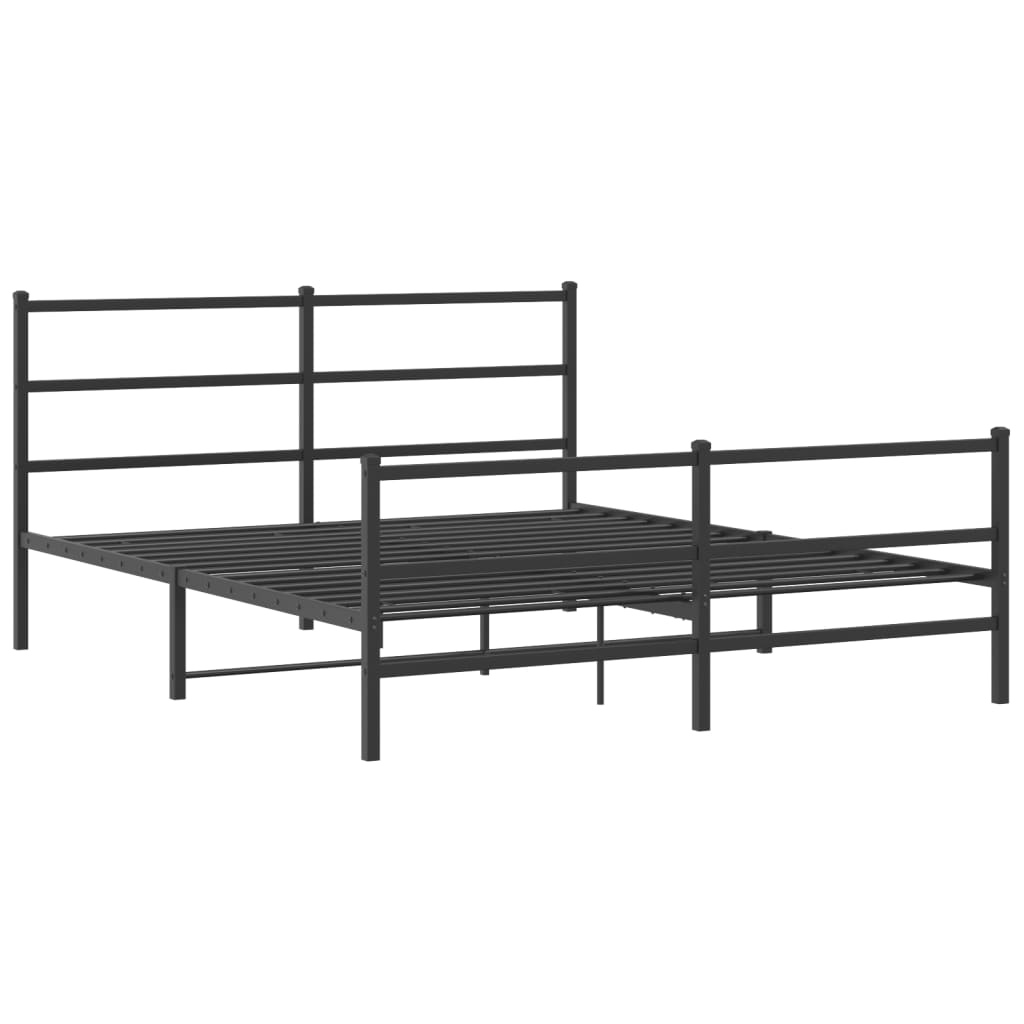 Giroletto con Testiera e Pediera Metallo Nero 160x200 cm | homemem39