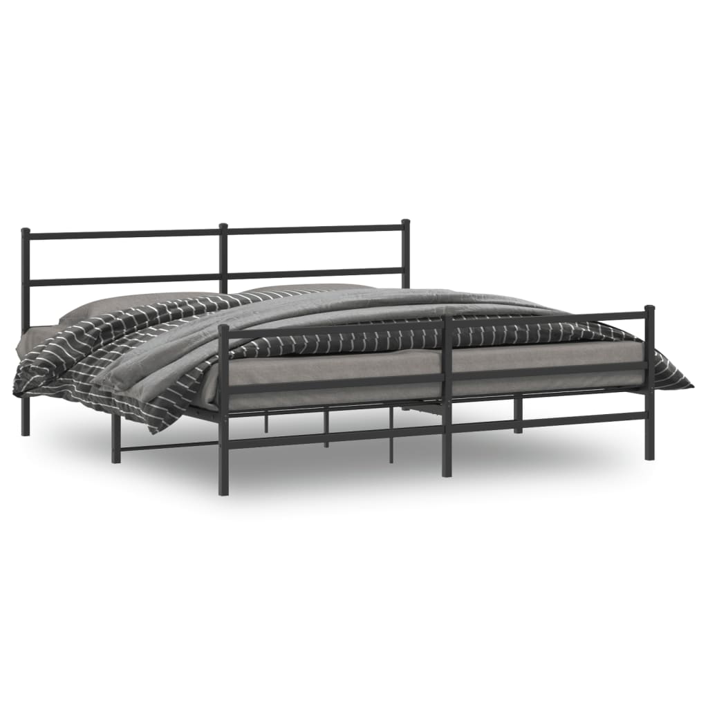 Giroletto con Testiera e Pediera Metallo Nero 180x200 cm | homemem39