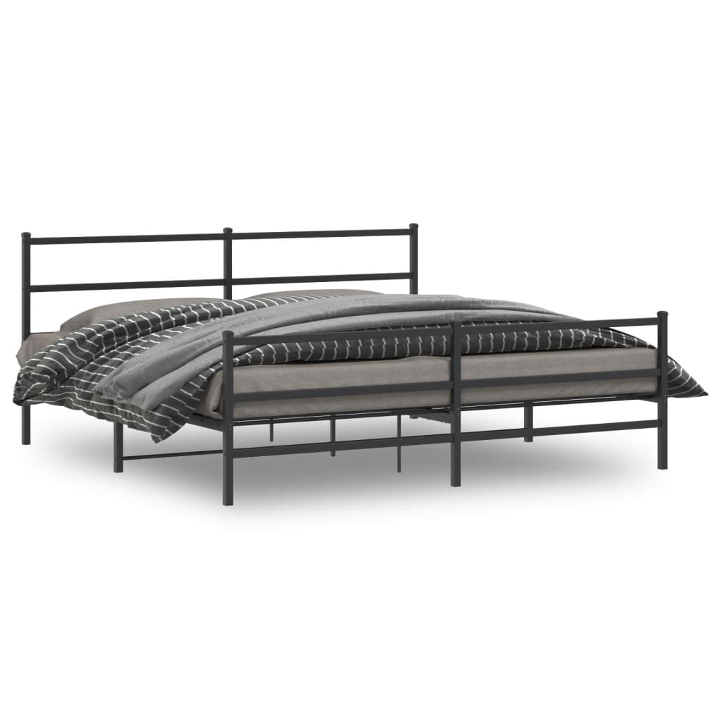 Giroletto con Testiera e Pediera Metallo Nero 183x213 cm | homemem39