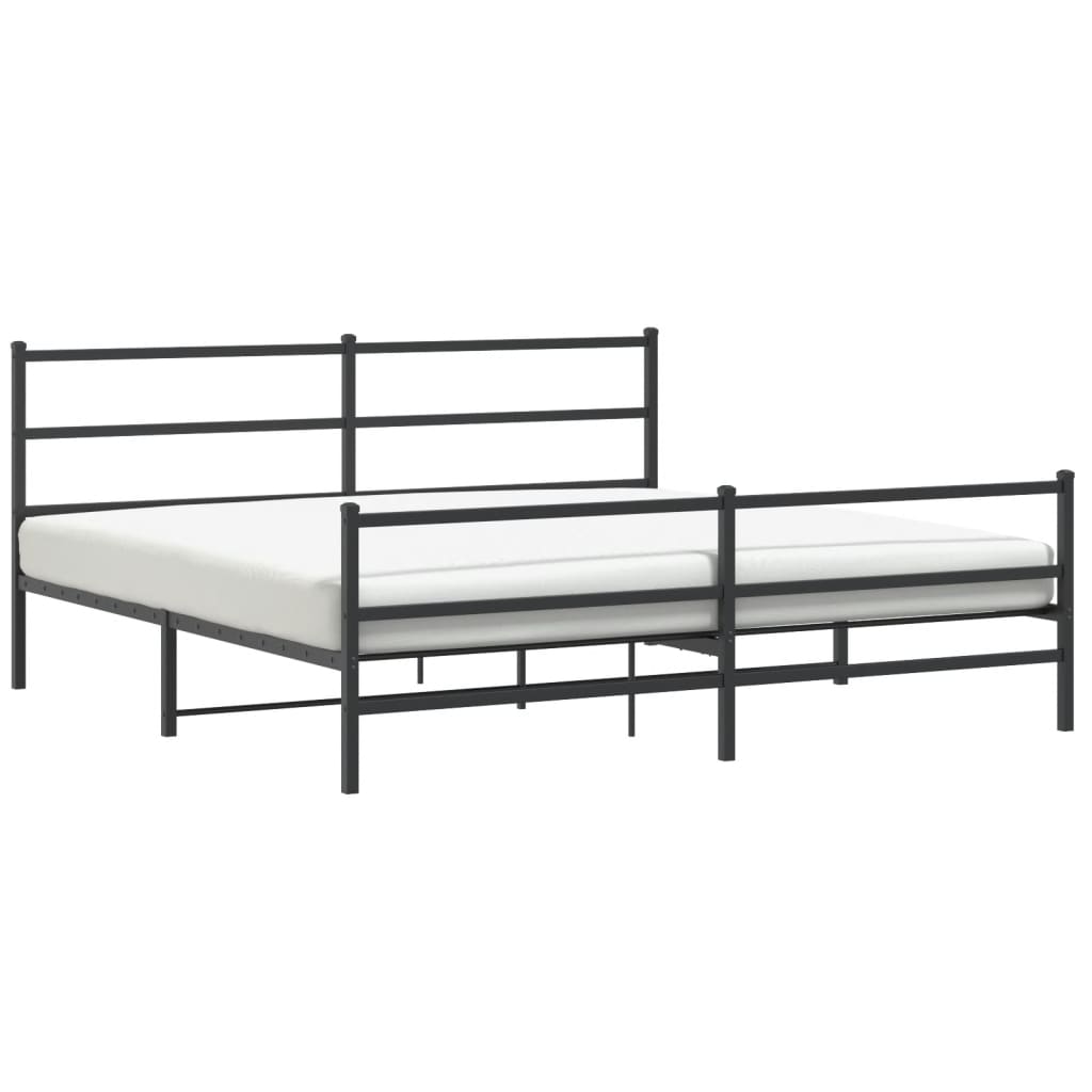 Giroletto con Testiera e Pediera Metallo Nero 200x200 cm | homemem39