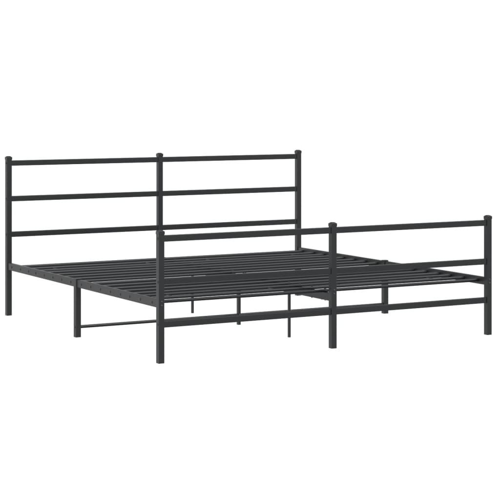 Giroletto con Testiera e Pediera Metallo Nero 200x200 cm | homemem39