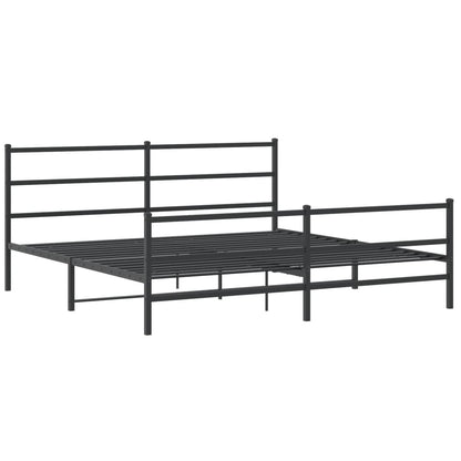 Giroletto con Testiera e Pediera Metallo Nero 200x200 cm | homemem39