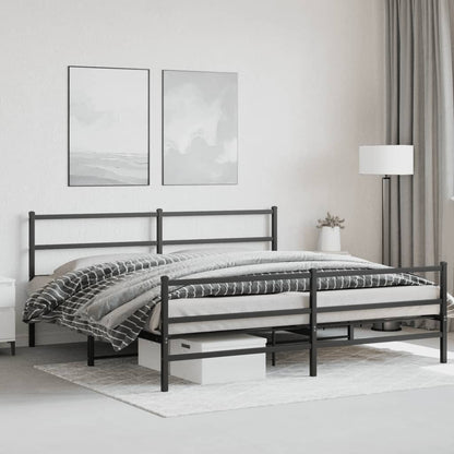 Giroletto con Testiera e Pediera Metallo Nero 200x200 cm