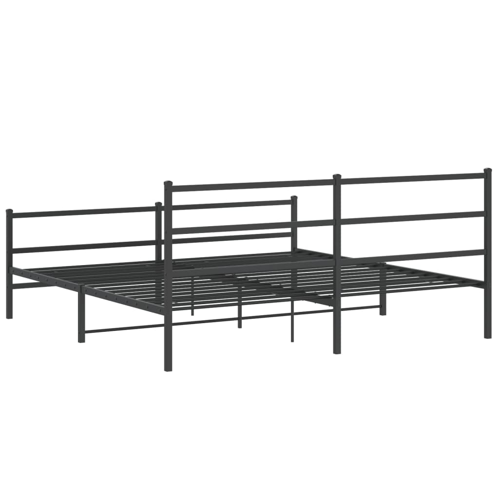 Giroletto con Testiera e Pediera Metallo Nero 200x200 cm | homemem39