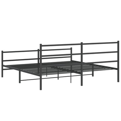 Giroletto con Testiera e Pediera Metallo Nero 200x200 cm | homemem39