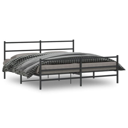 Giroletto con Testiera e Pediera Metallo Nero 200x200 cm | homemem39