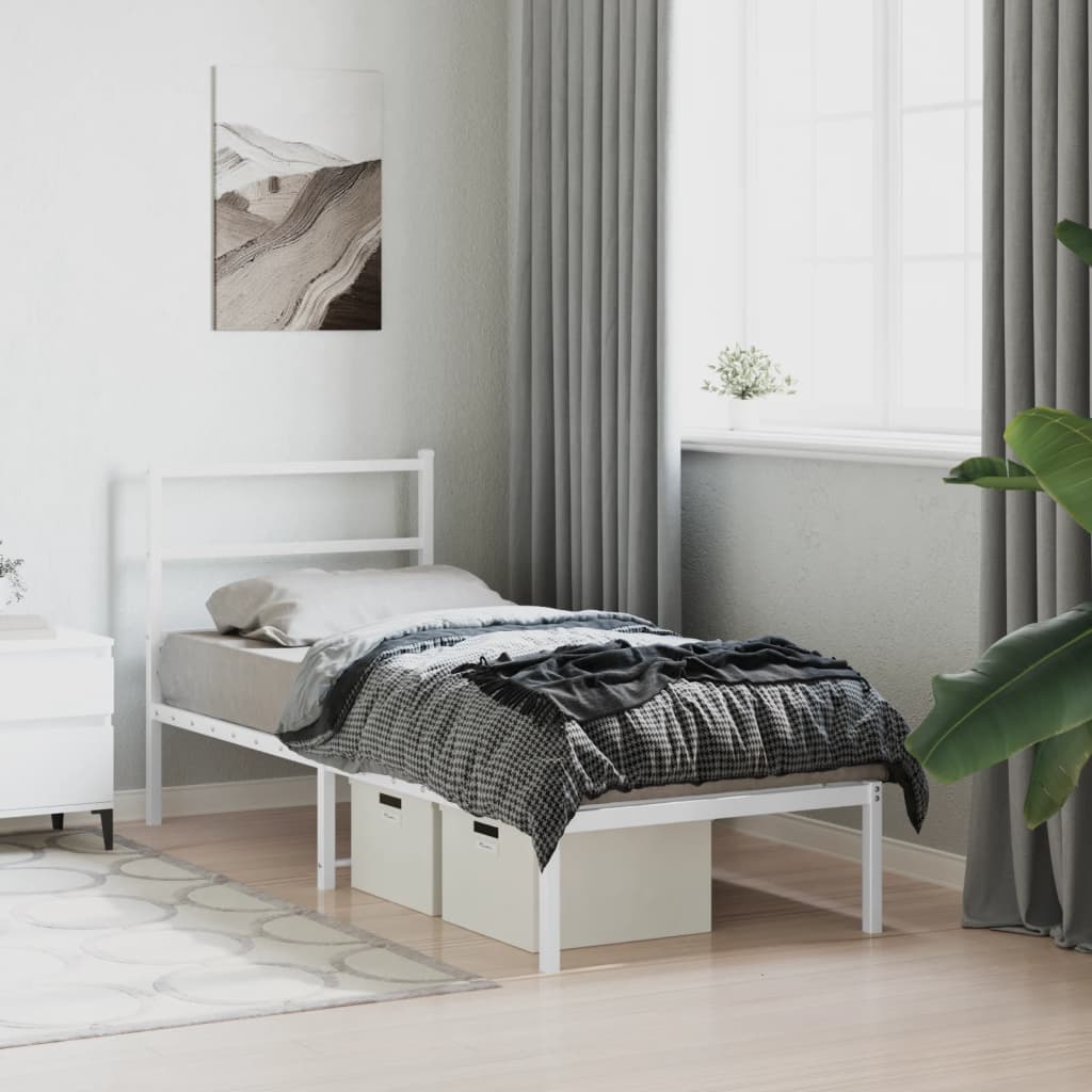 Giroletto senza Materaso con Testiera Metallo Bianco 75x190 cm