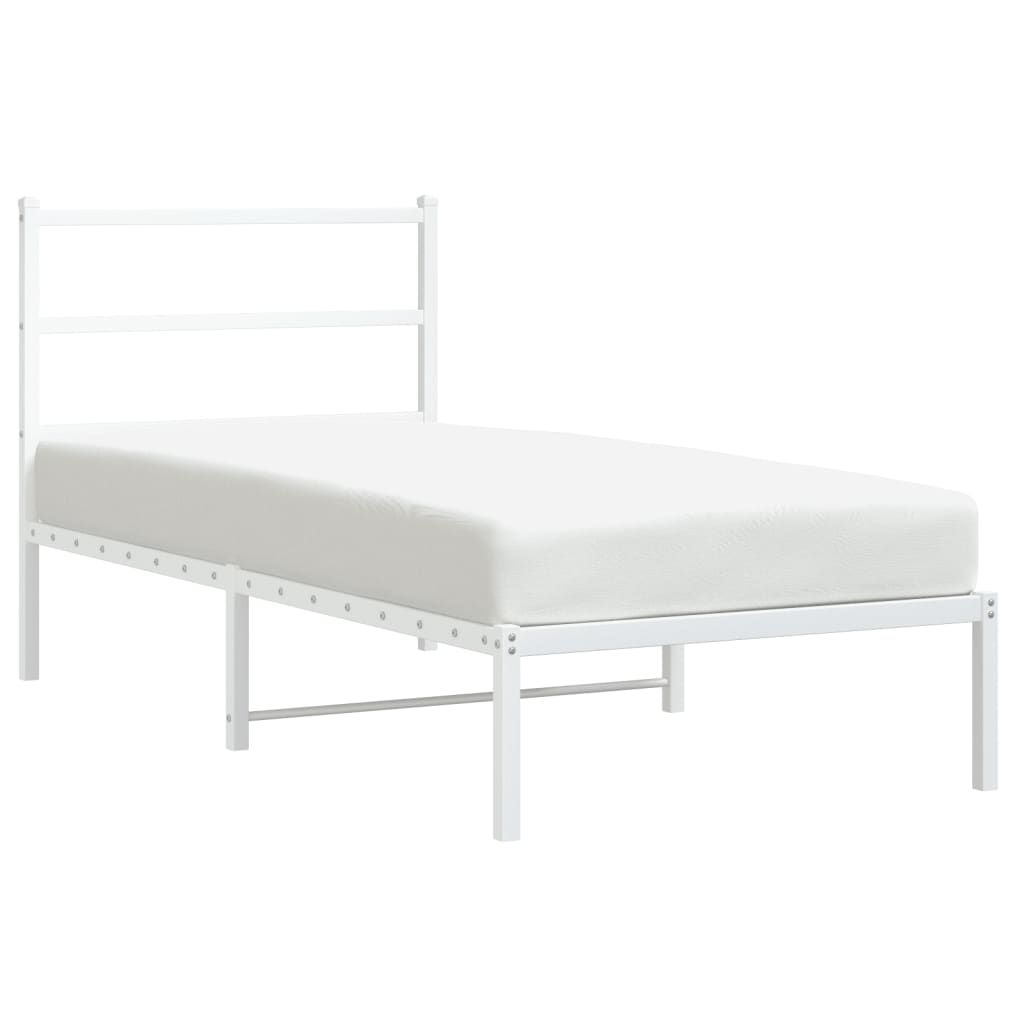 Giroletto con Testiera Metallo Bianco 90x190 cm | homemem39