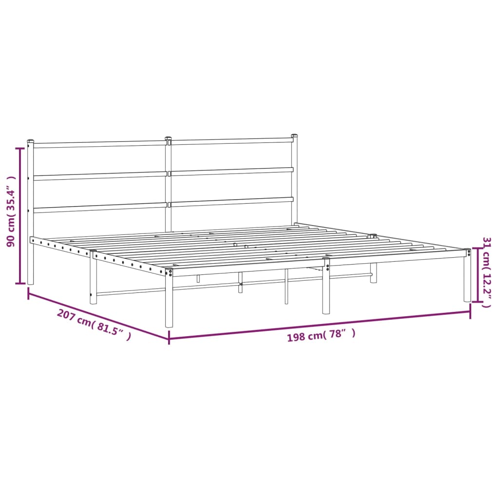 Giroletto con Testiera Metallo Bianco 193x203 cm | homemem39