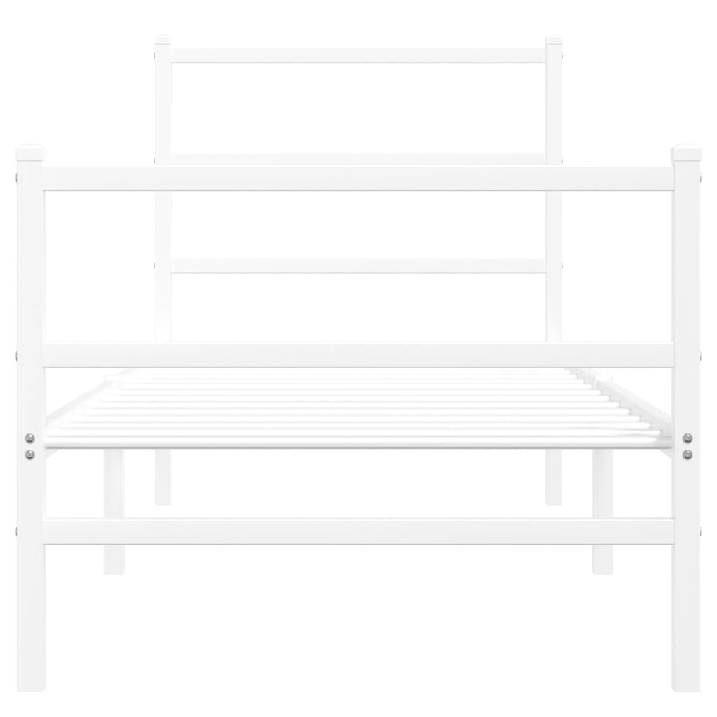 Giroletto con Testiera e Pediera Metallo Bianco 80x200 cm