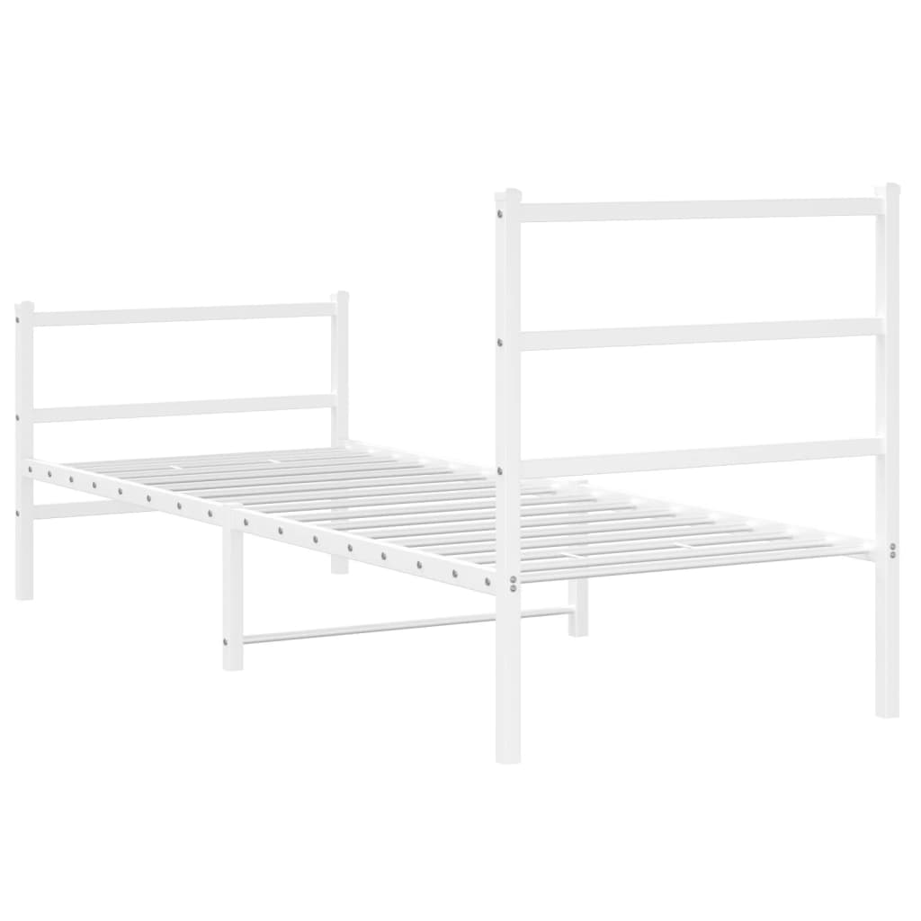 Giroletto con Testiera e Pediera Metallo Bianco 80x200 cm