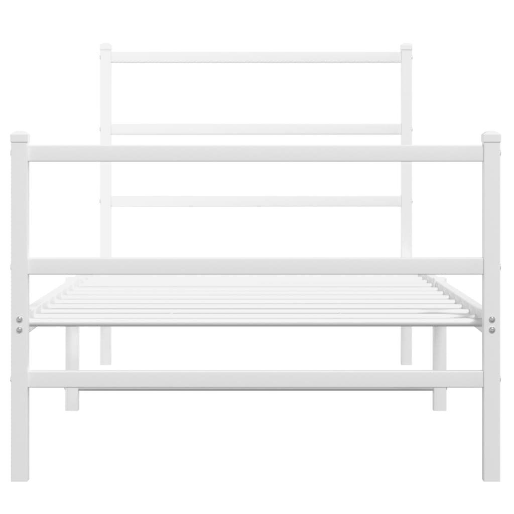 Giroletto con Testiera e Pediera Metallo Bianco 90x190 cm