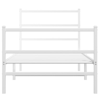 Giroletto con Testiera e Pediera Metallo Bianco 90x190 cm