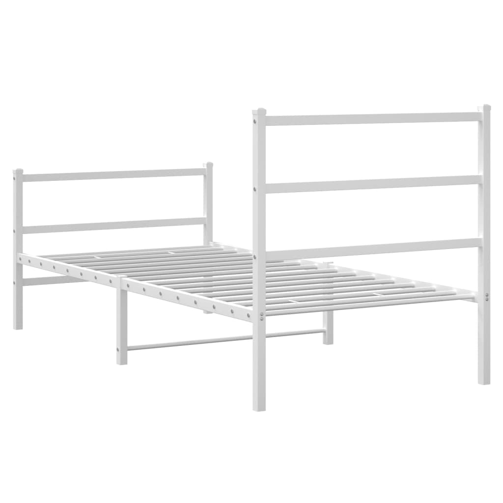 Giroletto con Testiera e Pediera Metallo Bianco 90x190 cm