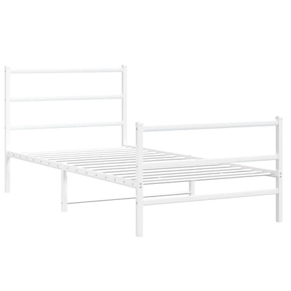 Giroletto con Testiera e Pediera Metallo Bianco 100x190 cm