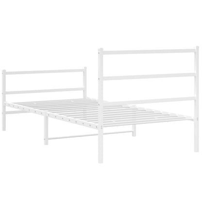 Giroletto con Testiera e Pediera Metallo Bianco 100x190 cm