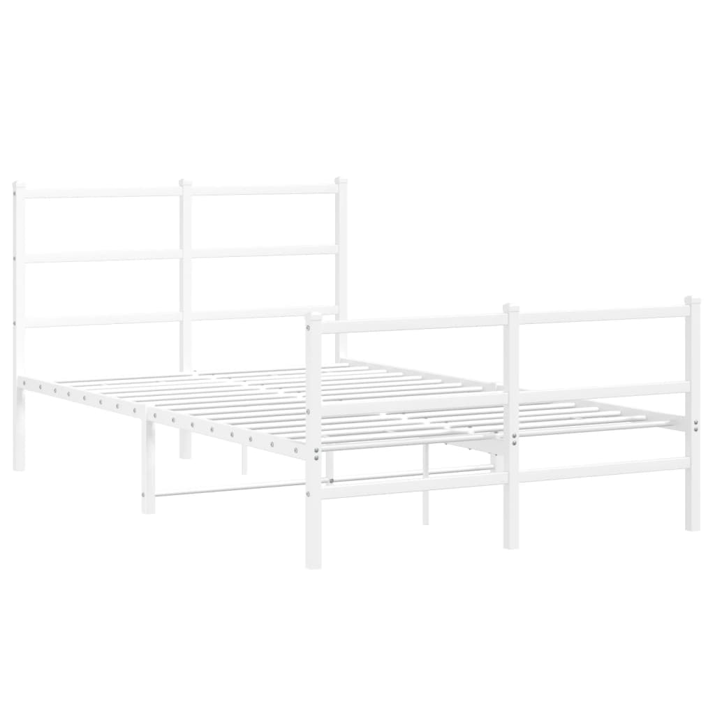 Giroletto con Testiera e Pediera Metallo Bianco 120x190 cm