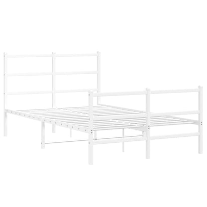 Giroletto con Testiera e Pediera Metallo Bianco 120x190 cm