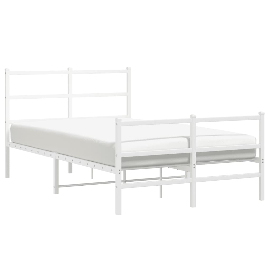 Giroletto con Testiera e Pediera Metallo Bianco 120x190 cm