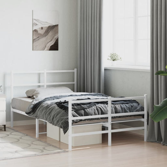 Giroletto con Testiera e Pediera Metallo Bianco 120x190 cm | homemem39