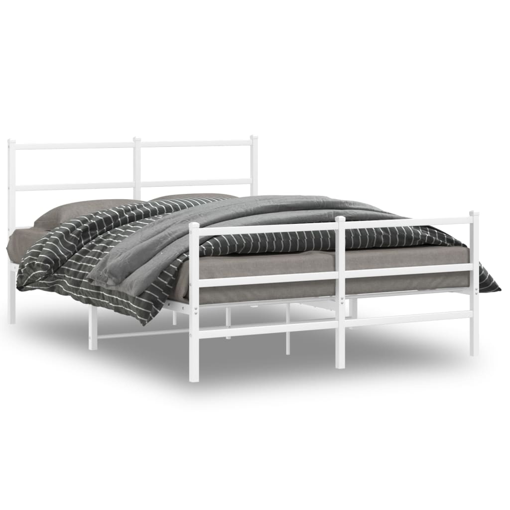 Giroletto con Testiera e Pediera Metallo Bianco 140x190 cm | homemem39
