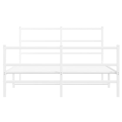 Giroletto con Testiera e Pediera Metallo Bianco 140x190 cm | homemem39