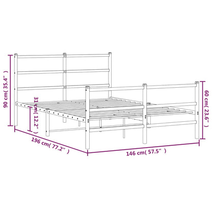 Giroletto con Testiera e Pediera Metallo Bianco 140x190 cm | homemem39