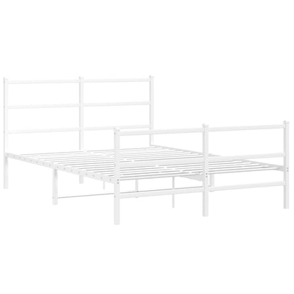 Giroletto con Testiera e Pediera Metallo Bianco 140x200 cm