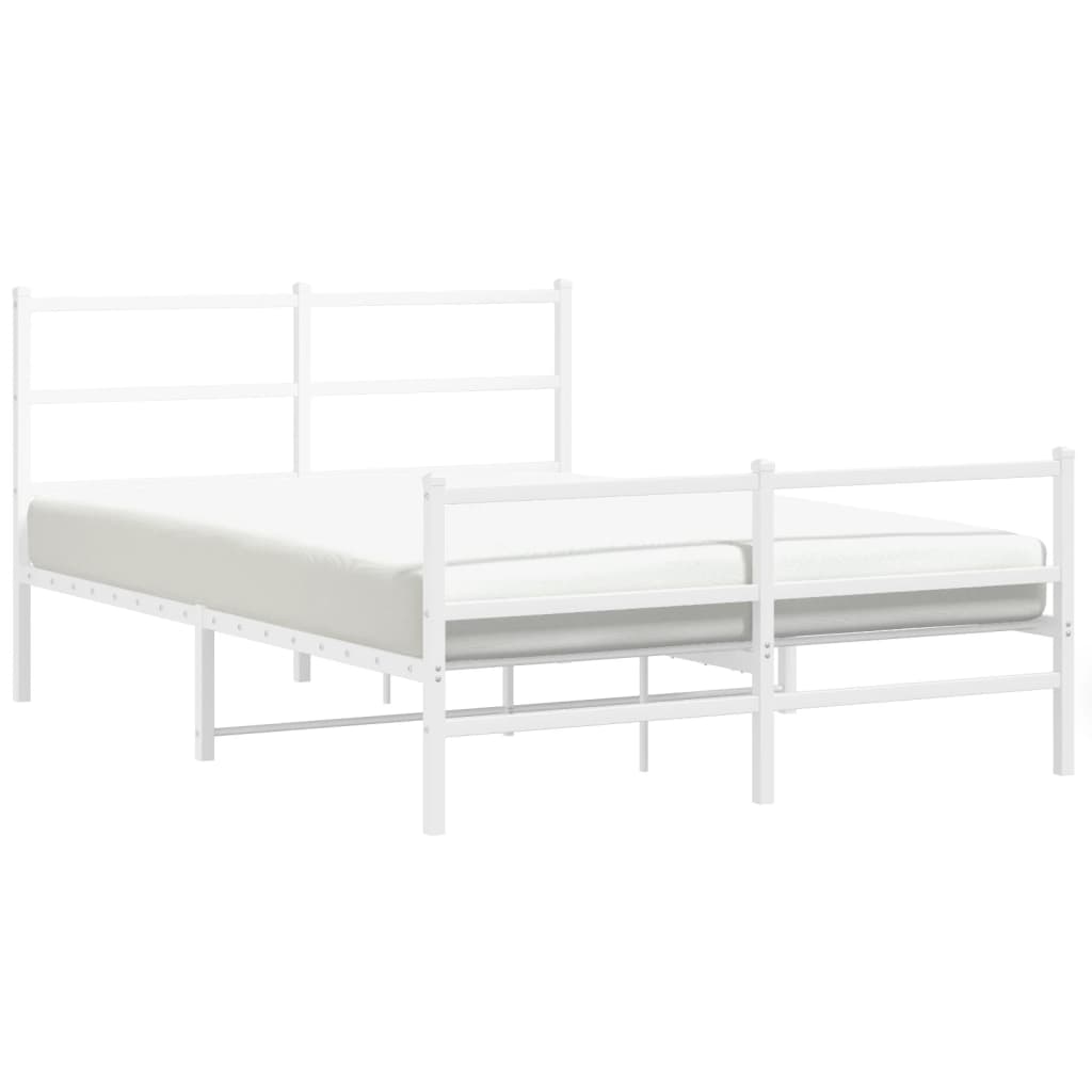Giroletto con Testiera e Pediera Metallo Bianco 140x200 cm