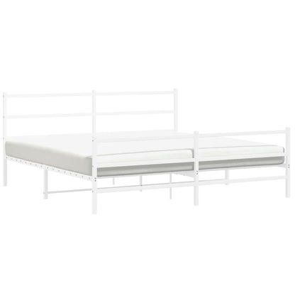 Giroletto con Testiera e Pediera Metallo Bianco 183x213 cm