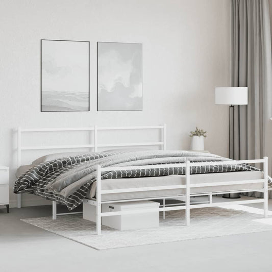 Giroletto con Testiera e Pediera Metallo Bianco 183x213 cm | homemem39