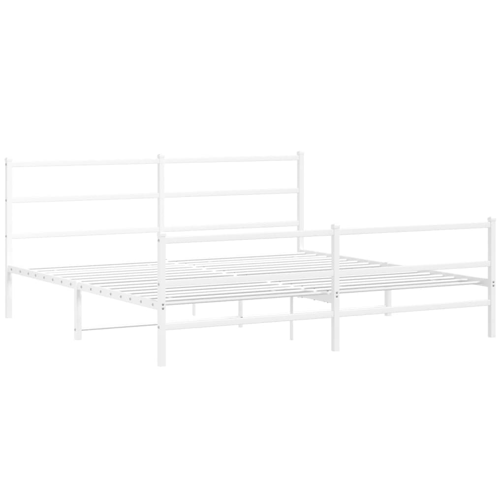 Giroletto con Testiera e Pediera Metallo Bianco 200x200 cm