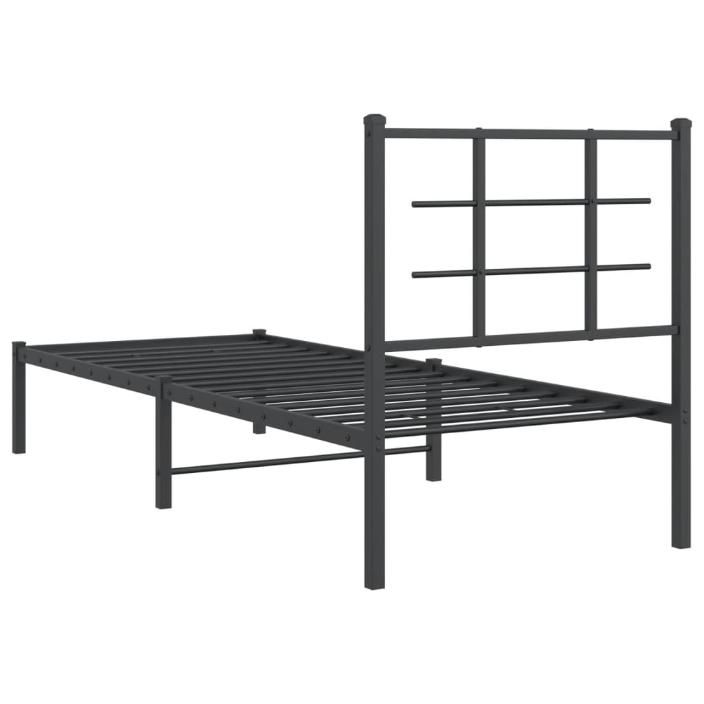 Giroletto con Testiera in Metallo Nero 75x190 cm