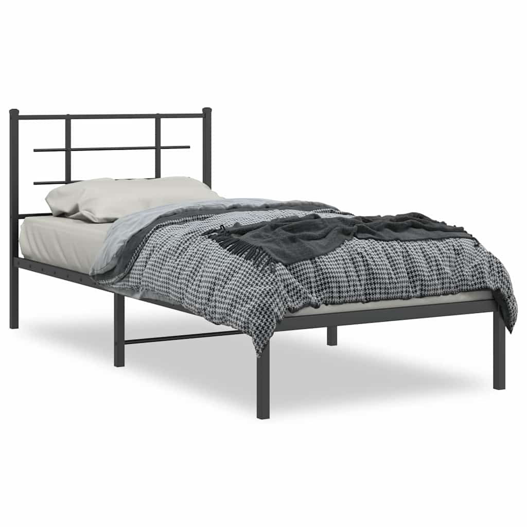 Giroletto con Testiera in Metallo Nero 90x200 cm | homemem39