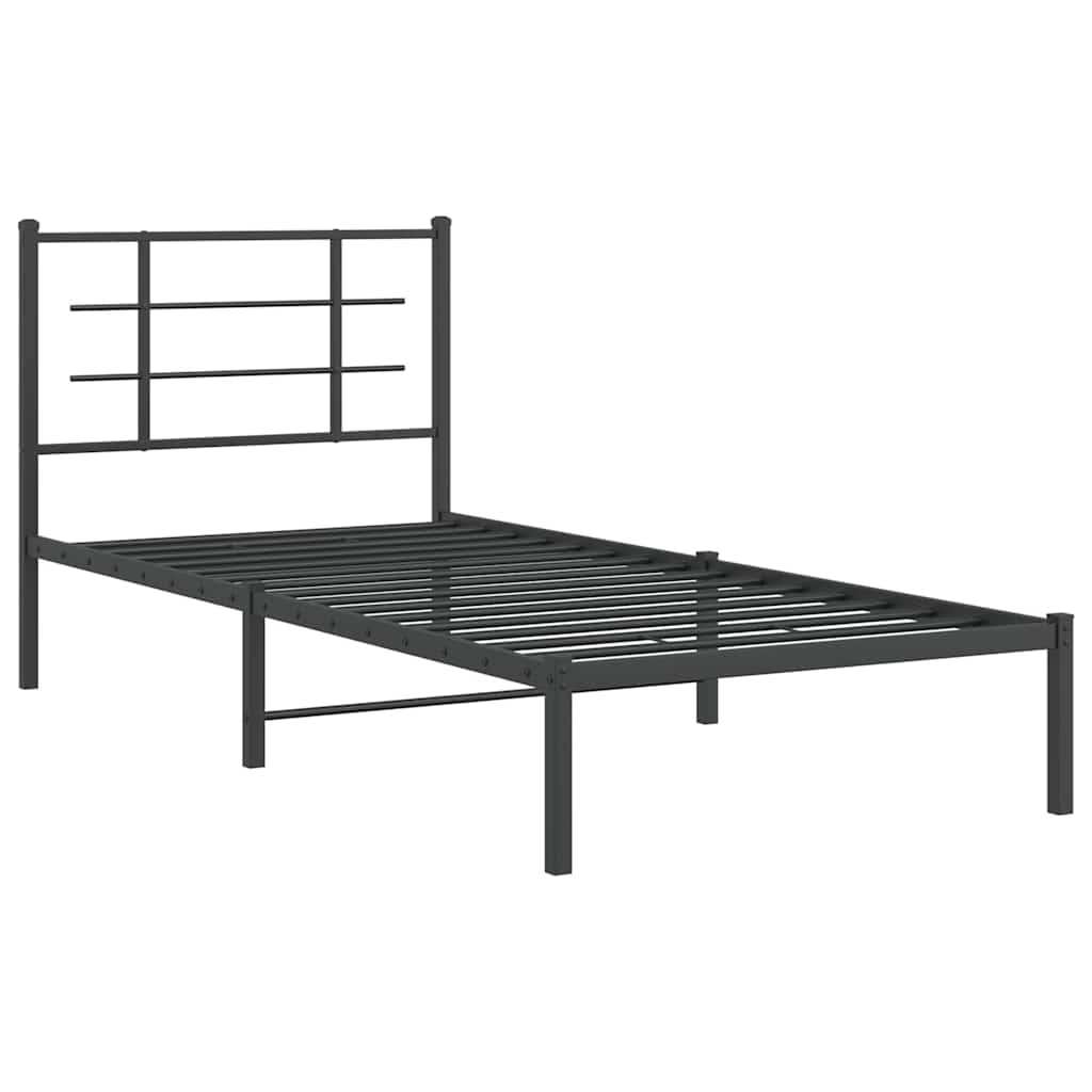 Giroletto con Testiera in Metallo Nero 90x200 cm | homemem39