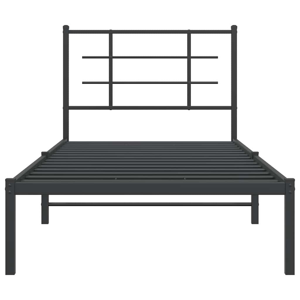 Giroletto con Testiera in Metallo Nero 90x200 cm | homemem39