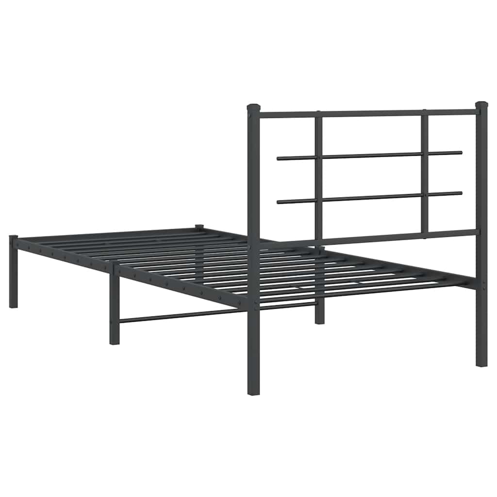 Giroletto con Testiera in Metallo Nero 90x200 cm | homemem39