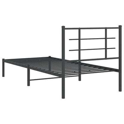 Giroletto con Testiera in Metallo Nero 90x200 cm | homemem39