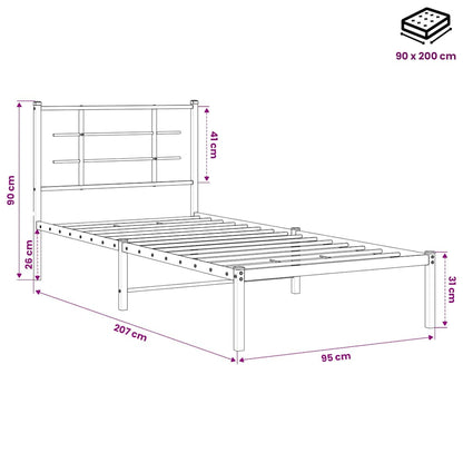 Giroletto con Testiera in Metallo Nero 90x200 cm | homemem39
