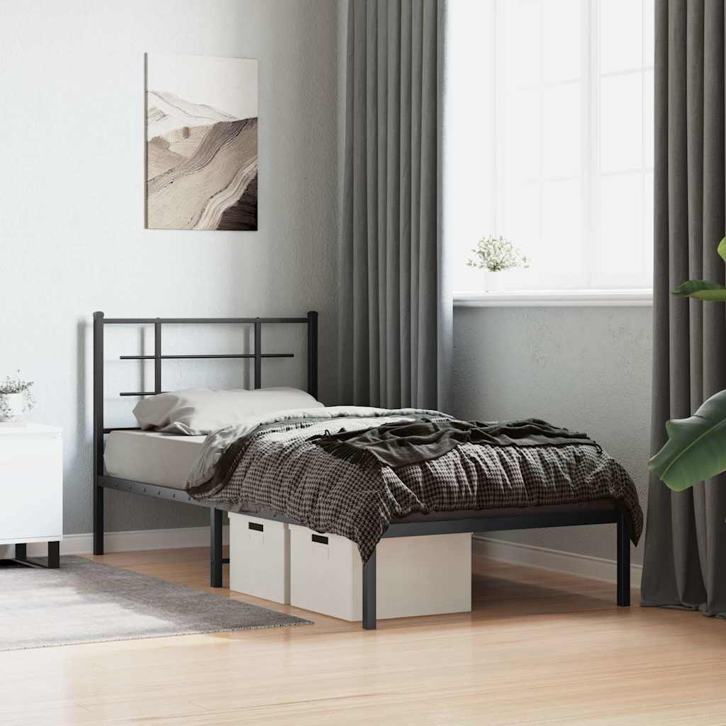 Giroletto con Testiera in Metallo Nero 90x200 cm | homemem39