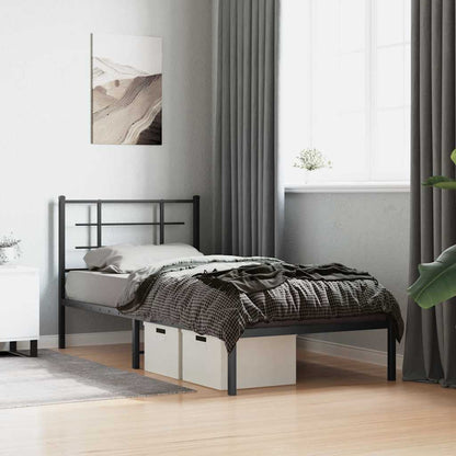Giroletto con Testiera in Metallo Nero 90x200 cm