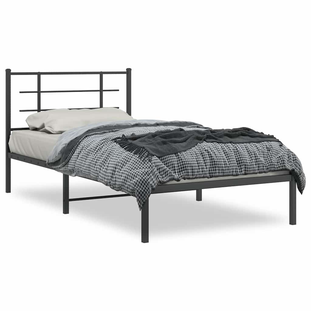 Giroletto con Testiera Metallo Nero 100x200 cm | homemem39