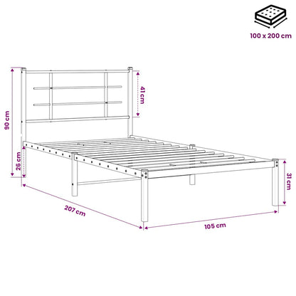 Giroletto con Testiera Metallo Nero 100x200 cm | homemem39