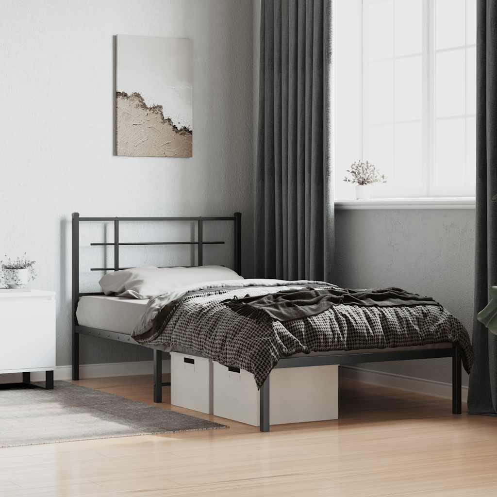 Giroletto con Testiera Metallo Nero 100x200 cm | homemem39