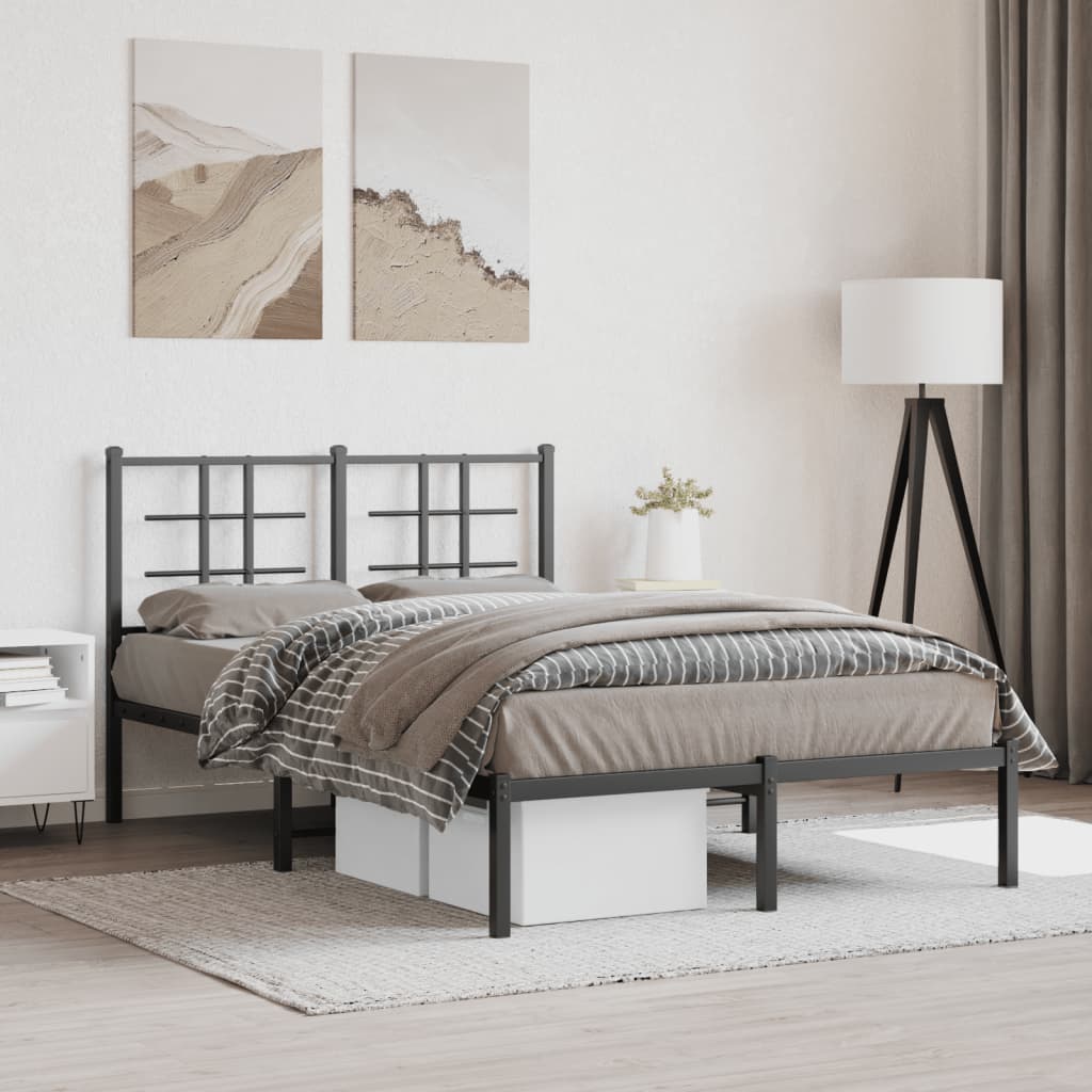 Giroletto con Testiera in Metallo Nero 120x190 cm | homemem39