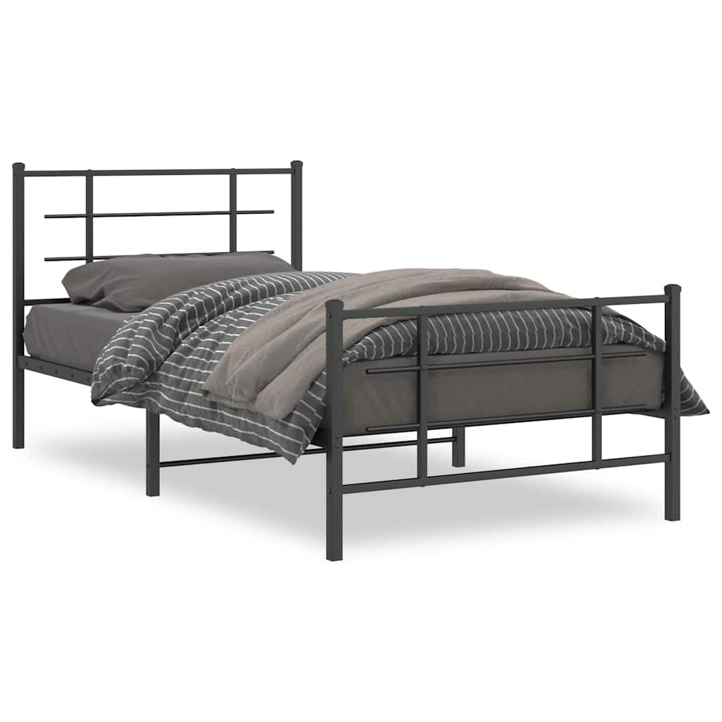 Giroletto con Testiera e Pediera Metallo Nero 107x203 cm | homemem39