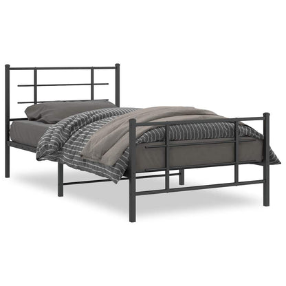 Giroletto con Testiera e Pediera Metallo Nero 107x203 cm | homemem39